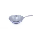Non stick 30*9cm mirror polish silver pure titanium wok