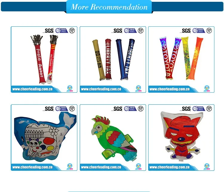 Wholesale pe cheap pom bang inflatable cheering sticks