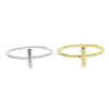 925 sterling silver gold rhodium plated delicate minimalist polished simple bar Cross ring