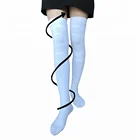White long legs sex nurse nylon thigh compression stockings with private label