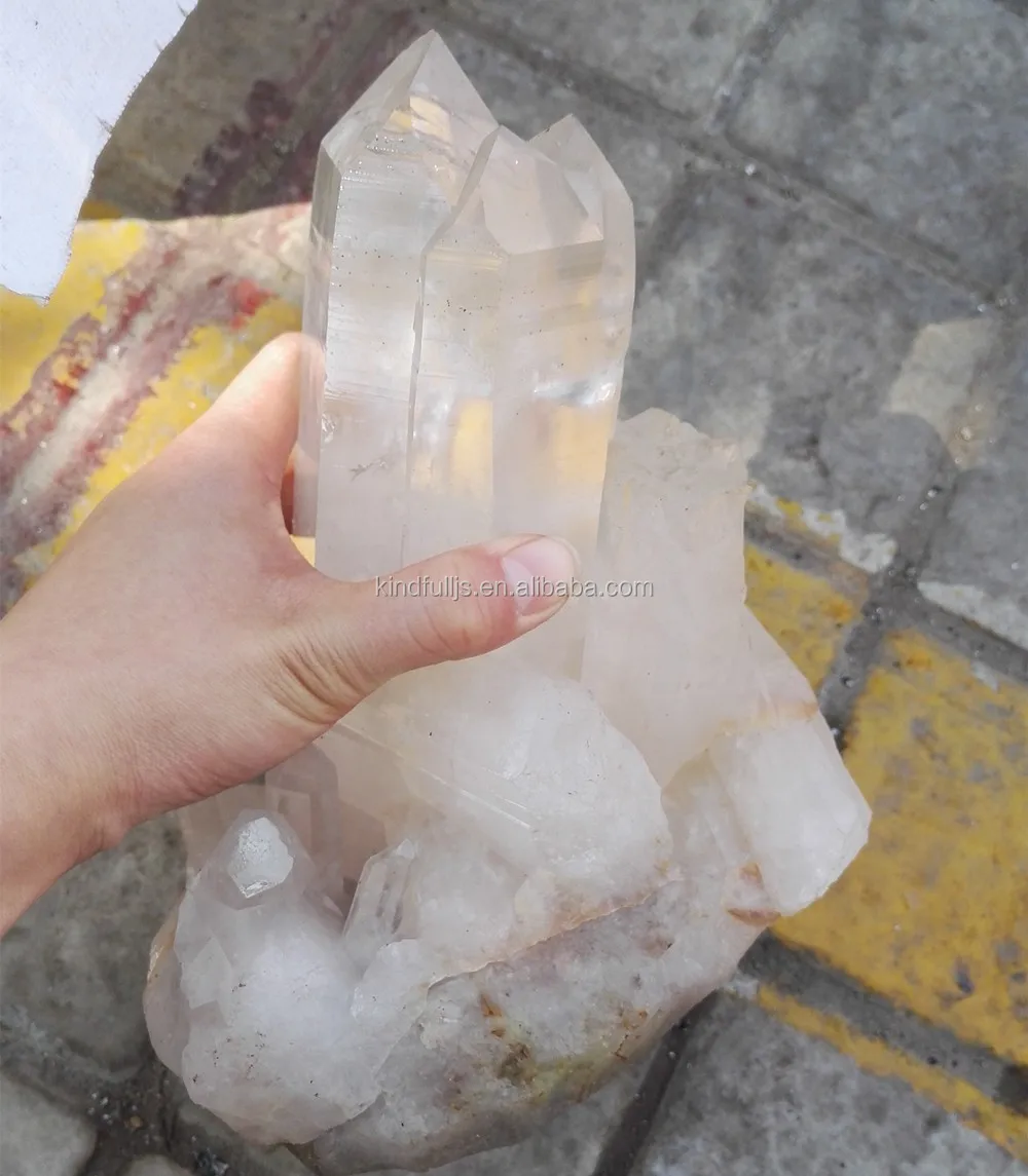 natural clear top point white crystal cluster