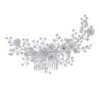 New Design Ceramic Flower Bridal Accessories Headpiece Handmade Pearl Crystal Wedding Women Hair Combs