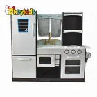 wholesale cheap espresso wooden pretend toy kitchen set for kids W10C337