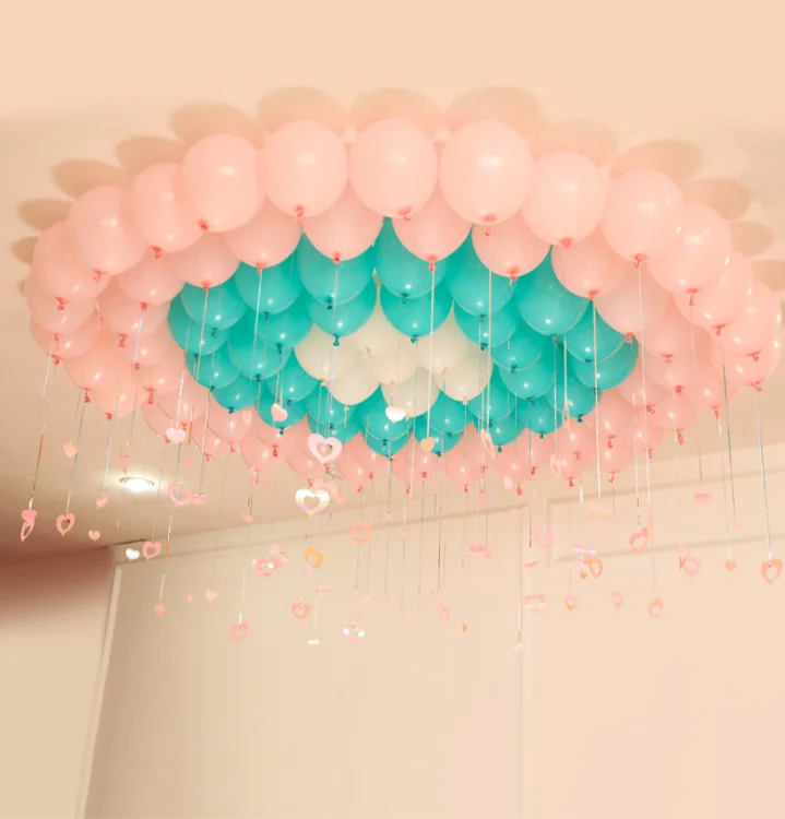 2019 directo de fábrica romántico elegante techo globo traje de boda en forma de corazón globo de la hoja para la boda para los amantes