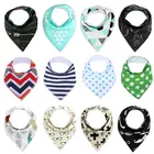 100% Cotton Wholesale factory Supplier customized Printed Colorful Baby Bandana Drool Bibs