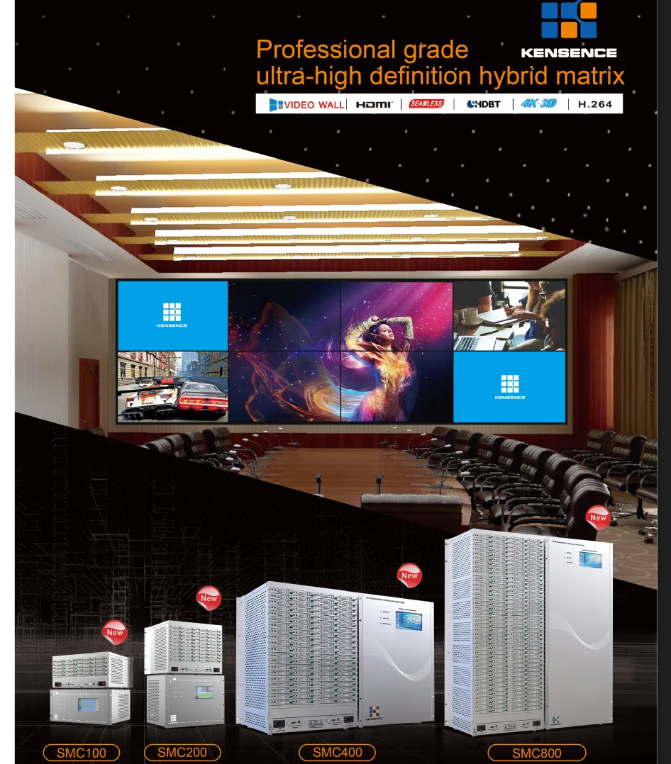 Ultra hd 4k@60Hz 4:4:4 full color seamless hybrid 10 channels matrix switcher 10x10 support HDMI 2.0 DP1.1 HDCP2.2