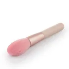 In Stock Pink Nylon Hair Wood Handle Flame Style Wet Powder Brush Makeup Kabuki Brush Foundation Brush