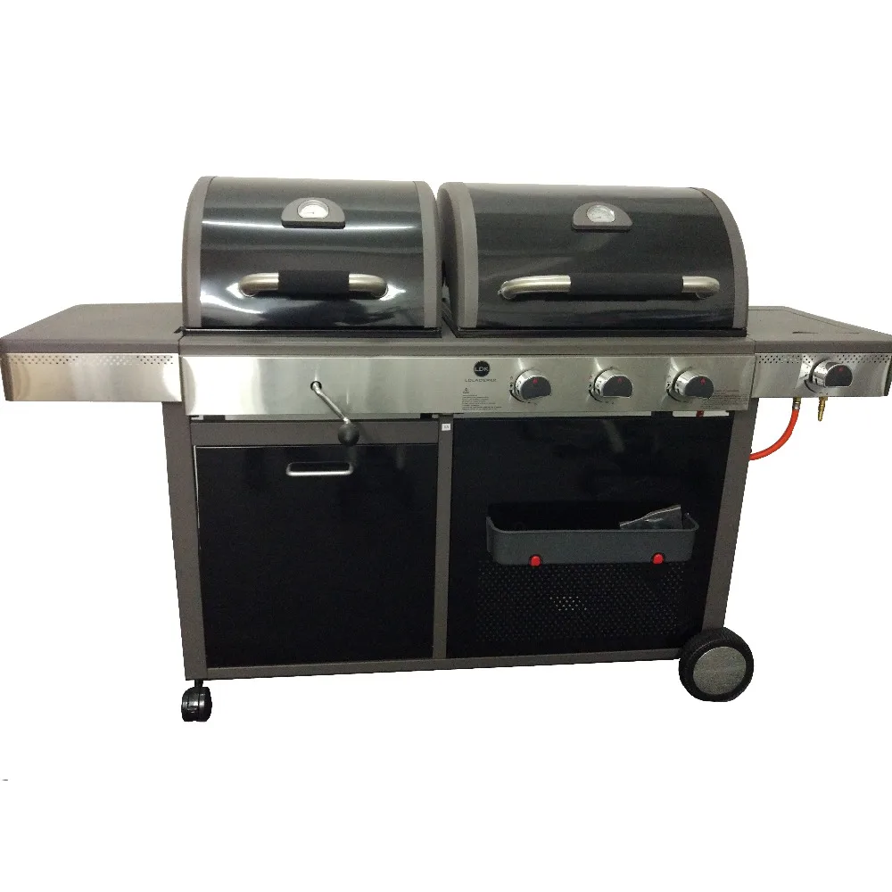 Outdoor Houtskool en Propaan bbq Combo BBQ Commerciële Gas Houtskool