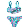 Wholesale Swimsuit Kids Bathing Suits Swimming Costume Little Girls Flower Print Tie Back Two Piece Ruffle Swimsuit Bikini Set