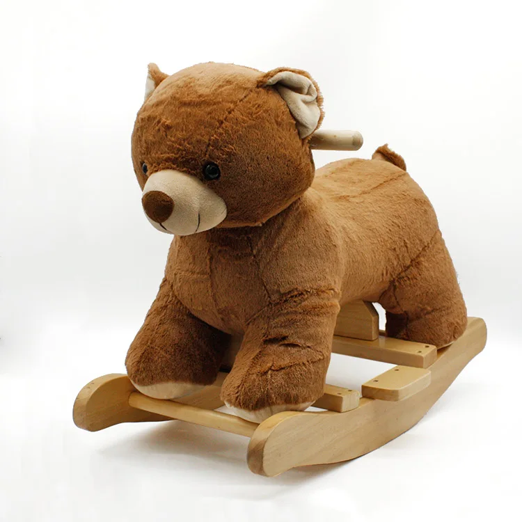 Оптовая продажа Прекрасный Медведь Форма деревянные плюшевые лошадка качалка для ребенка Крытый играть W16D111