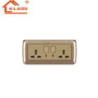 Electric Universal MF multi function grouded double gang switched wall socket with neon