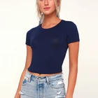 Wholesale Summer Short Sleeve Sport Shirt Custom Color Causal Shirt Crop Top Women