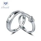 Rich Jewelry cheap ring set New Plated Sterling Silver Forever Love Zircon Heart Opening Adjustable Couple Ring