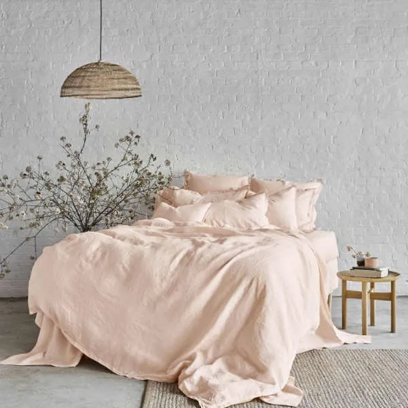 100 Pure Linen Natural Stone Washed Bed Linen Bed Sheet Duvet