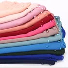 Factory directly selling new design muslim shawl scarf two line bubble heavy chiffon pearl hijab