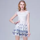Women's O-Neck Boho Floral Print Loose Casual Short Sleeve Midi summer Dress