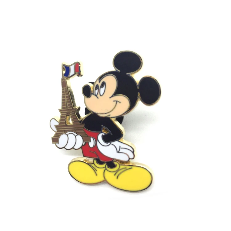 Mickey Mouse OEM Logo Cứng Men Kim Loại Ve Áo Chân Tuỳ Chỉnh Men Pin