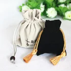 Promotional Small Grey Dust Velvet Jewelry Drawstring Pouch Bag
