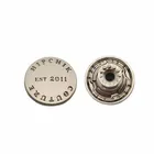Top selling design misty silver custom logo engraved round metal jeans button for clothing