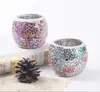 GCH-042 Antique Handmade Colorful Mosaic Christmas Ball Shaped Glass Candle Holder