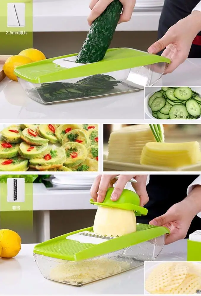 Kitchen Accessories Cooking Multi-functional Fruit Vegetable Cutter Slicer 4 Interchangeable Stainless Steel Blades tools KC1340