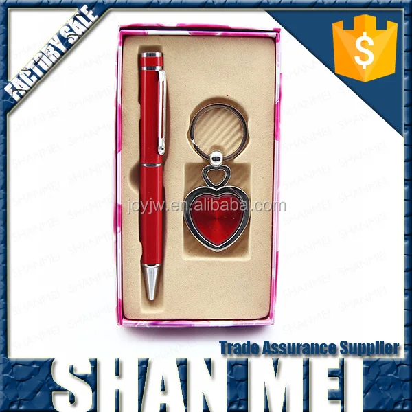 gift for friend red key ring and ball pen high quality gift set