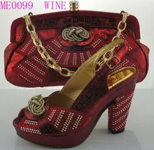 2015 ME0099 Wine color China hot sale brand silver/gold wedding shoes match bag lady platform pumps fashion shoes