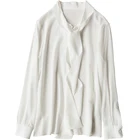 silk blouse white women silk blouse pure silk blouse With Necktie For Women