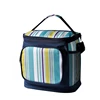 16-Can Large Capacity Soft Cooler Tote Insulated Lunch Bag Blue Stripe Outdoor Picnic Bag