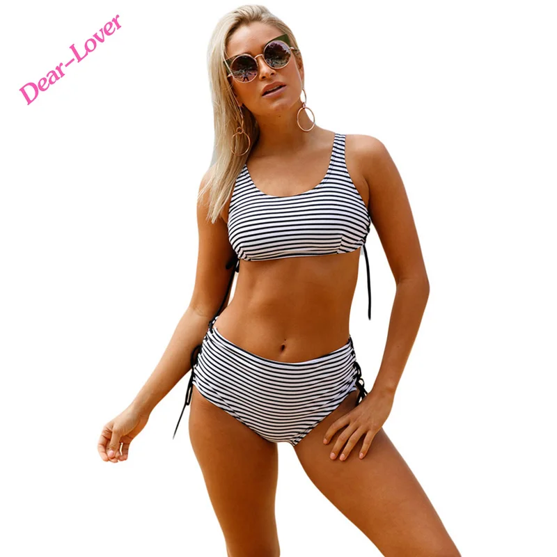 Venta Al Por Mayor Bikini Rayada Blanco Y Negro Compre Online Los