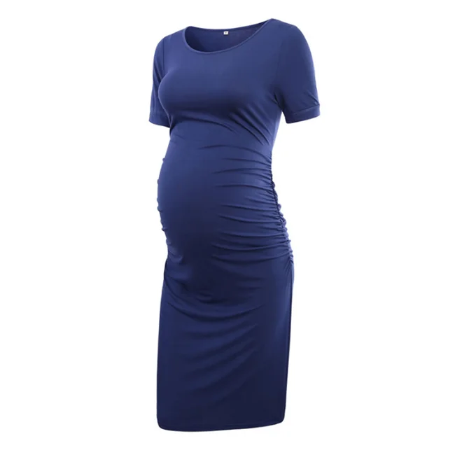 2019 Klasik Analık Hemşirelik Giysileri Hamile Elbise Diz Boyu Kısa Kollu Resmi Ofis hamile elbisesi Hamile Kadınlar