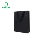 Wholesale Luxury Custom Logo Print Retail Black Paper Shopping Gift Bag with Handle