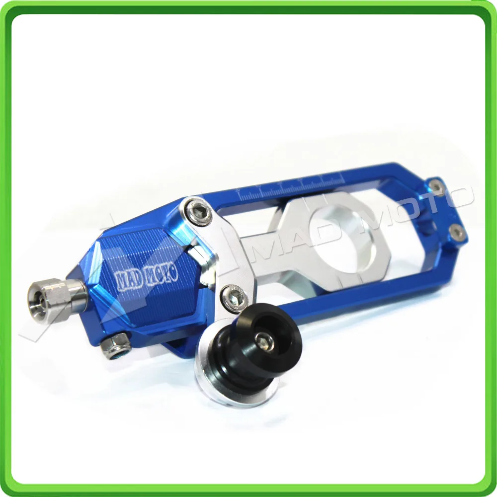 Motorcycle Chain Tensioner Adjuster with paddock bobbins kit for Suzuki GSXR1000 GSXR 1000 GSX-R1000 2007 2008 07 08 Blue&Silver (9)