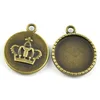 21mm Cabochon Base Setting Tray Bezel Antique Bronze Crown Engraved Photo Frame Cameo Charm