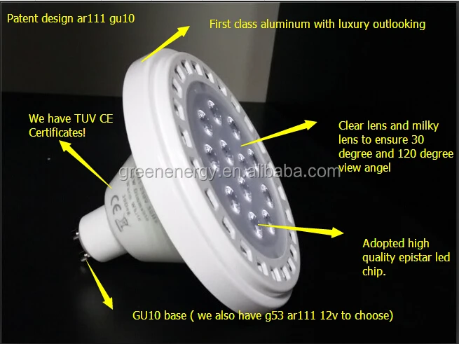 Factory price hig11W/15w ar111 led dimmable es111 led lighting indoor LIGHTING 10 degree high power led spotlight ar111 gu10 led