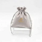 Hot sale double pull custom velvet drawstring pouch bag with logo printing