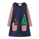 New Customized A line frocks designs spring cotton christmas dresses with embroidery for little girls