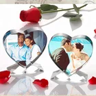 Crystal glass photo frame, heart shape photo frame for wedding gift