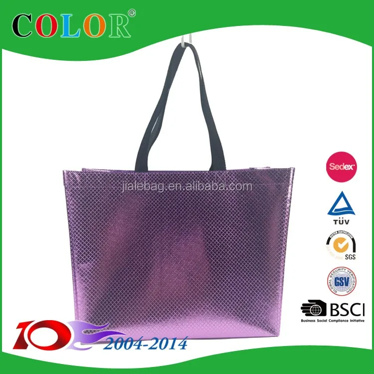 eco bag pp non woven bag golden metallic shopping