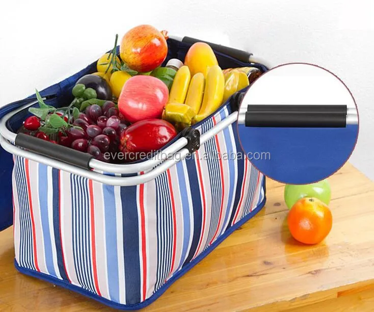 Promotional folding picnic basket, portable folding basket, folding shopping basket