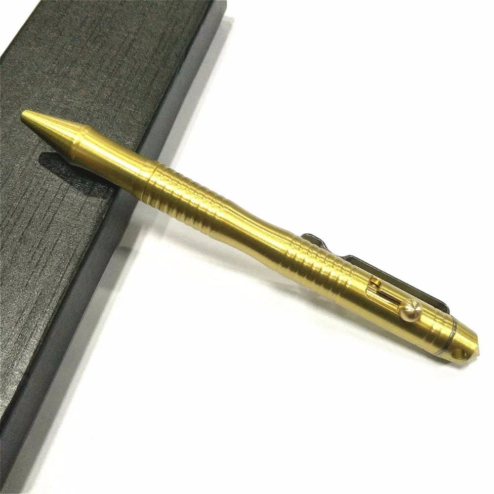 Brass Self-Defense Tactical Pen Screw Writing Pen For Outdoor Campin U2B3 Q0H9 