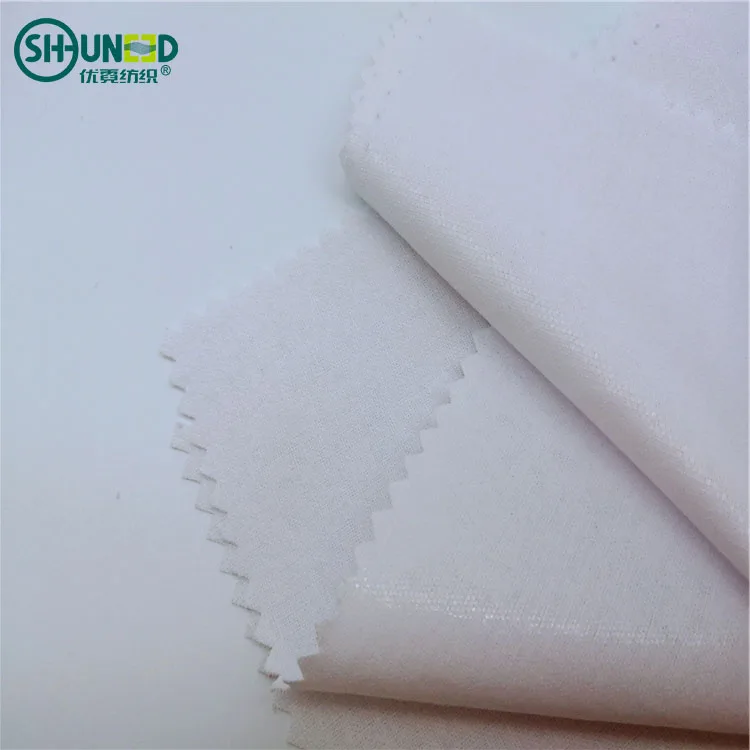 Polyester Cotton Mixed White Woven Shirt Collar Fusing Interlining Fabric for Formal Shirt