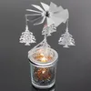 Creative Metal Rotary Windmill Starry Cup Candlestick Glass Tea Candle Holder with Home Gift