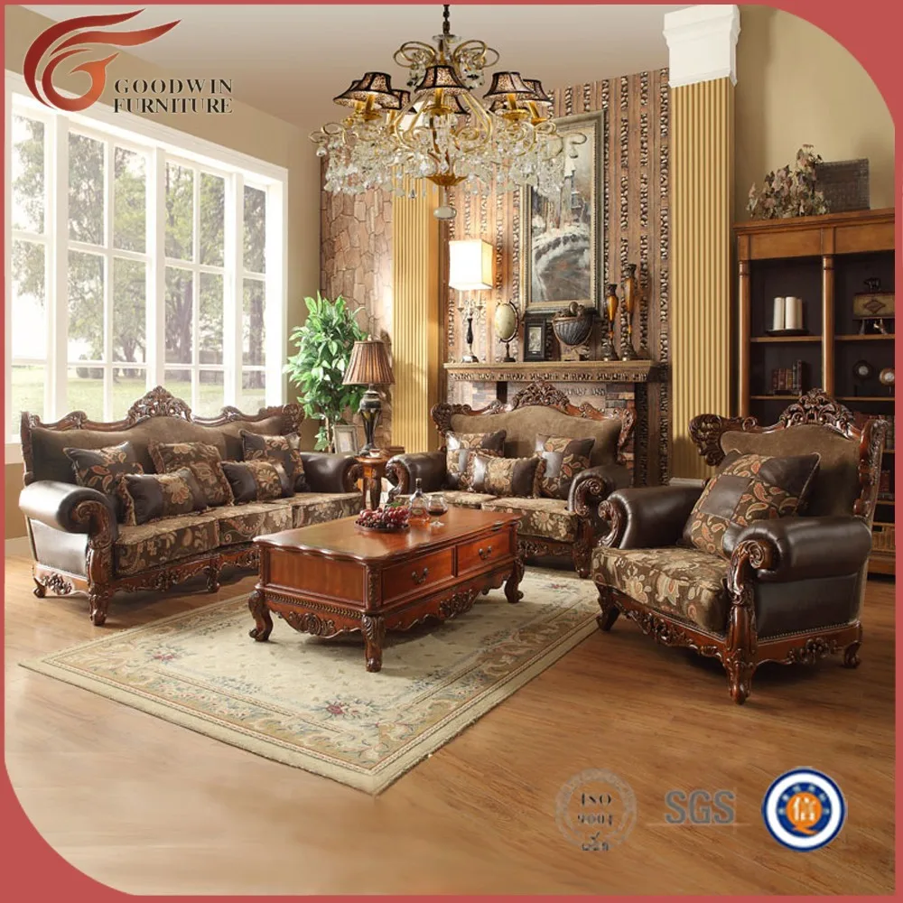 Wohnzimmer klassischen luxus ledercouchgarnitur a89-Andere Holzmöbel