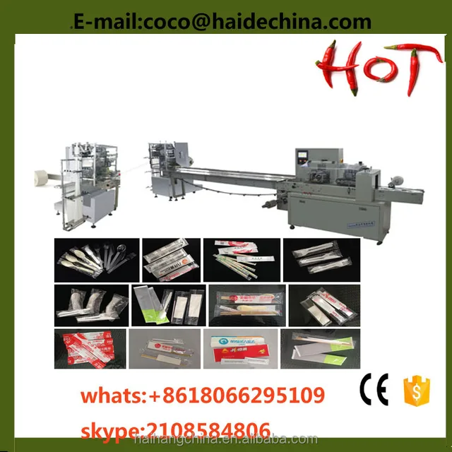 spoon fork knife and facial tissue automatic packaging machine with counting parts