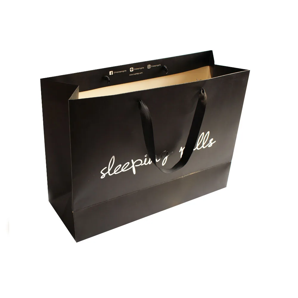 Whole Printed Black Paper Bags Online Best Recycled Custom Strong Printing Logo Ping