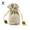 Custom Logo Wholesale Small Hemp Burlap Drawstring Beaded Coin Bracelet Packaging Jute Jewelry Pouch