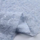 Wholesale light blue poly blend stocklot sequin embroidery fabric for dress