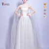 tank sleeveless lace pure white A-line wedding dress bridal gown with mantle