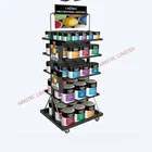 4 way display 5 tier shelf rack gondola pop retail display supermarket floor movable decorating paint can organizer